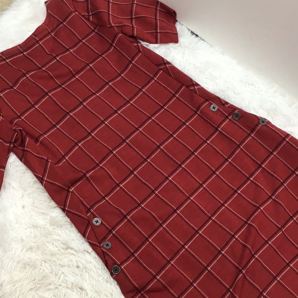 J. Jill ponte knit red windowpane shift dress S tall - Picture 9 of 10